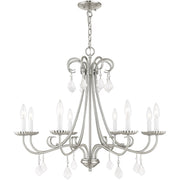 Nickel Eight Light Metal Dimmable Chandelier With Shades