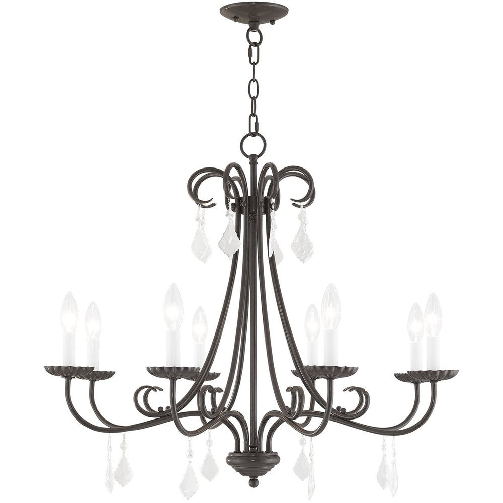 Eight Light Dimmable Chandelier With Shades