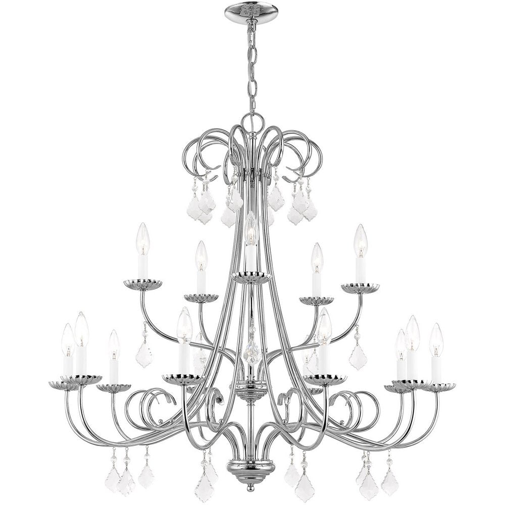 Silver Multi Light Metal Dimmable Chandelier With Shades