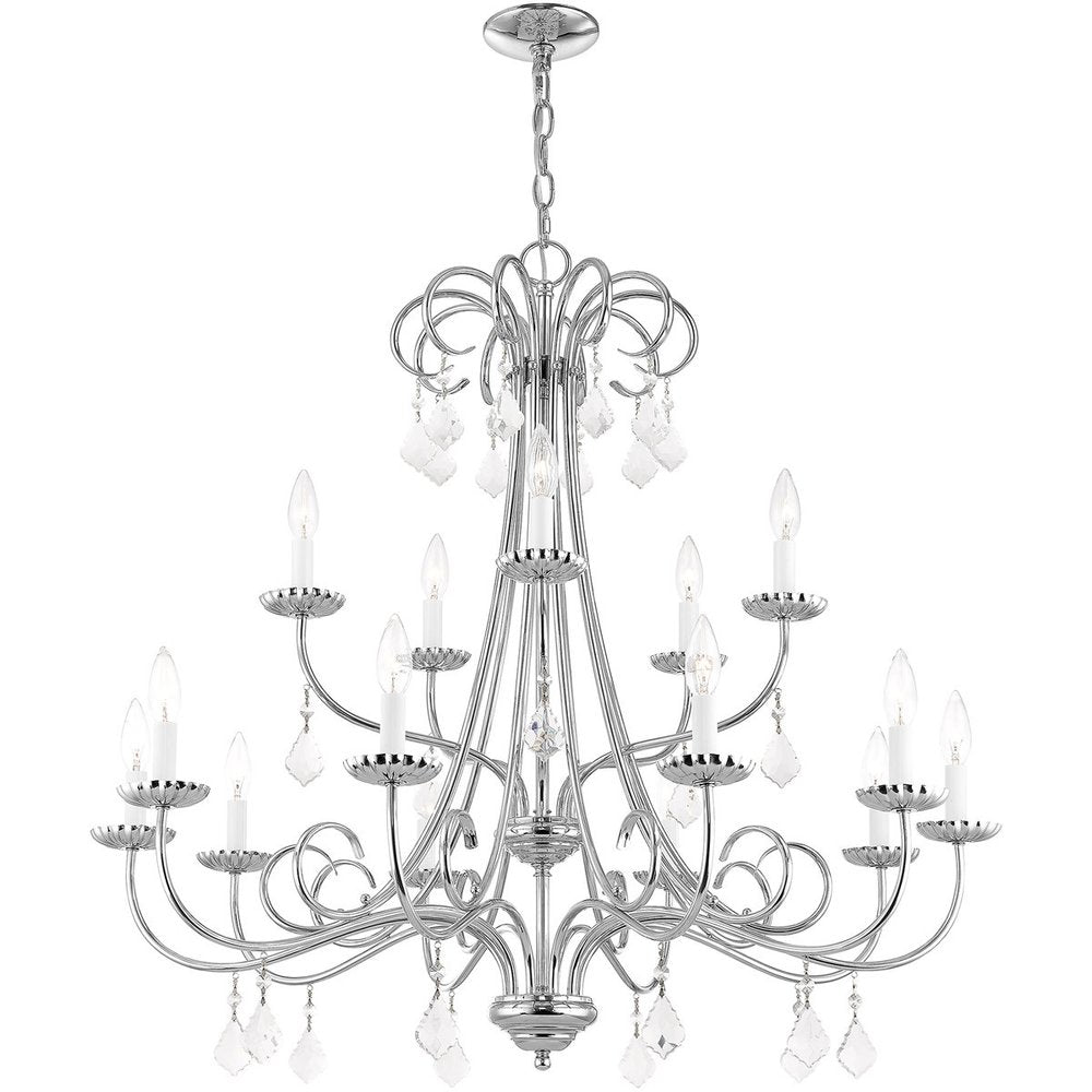 Silver Multi Light Metal Dimmable Chandelier With Shades