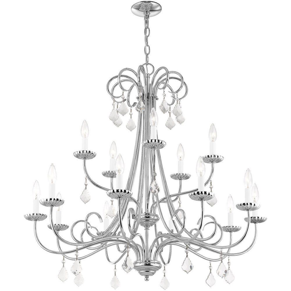 Silver Multi Light Metal Dimmable Chandelier With Shades