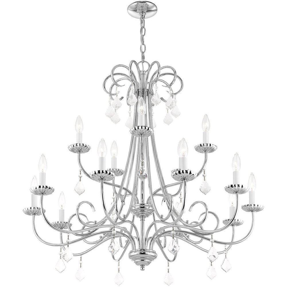 Silver Multi Light Metal Dimmable Chandelier With Shades