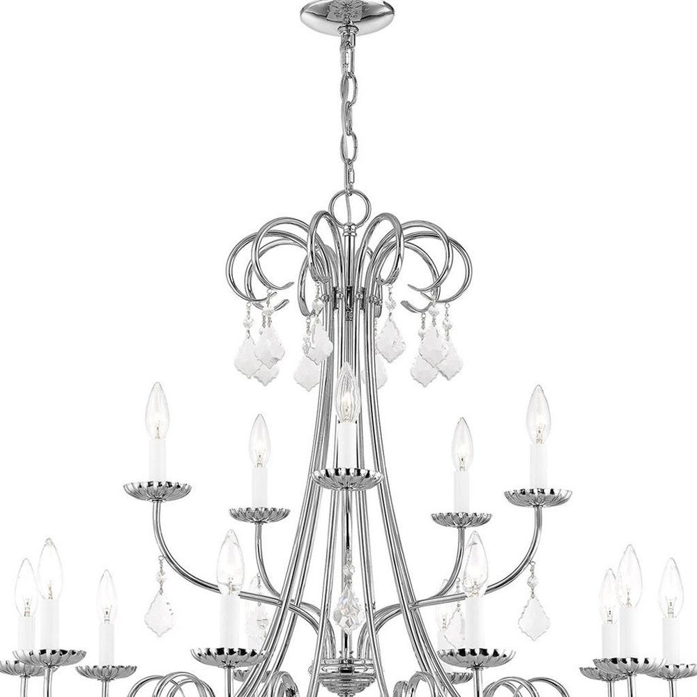 Silver Multi Light Metal Dimmable Chandelier With Shades