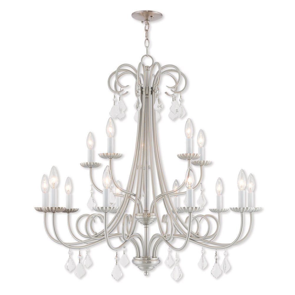 Nickel Multi Light Metal Dimmable Chandelier With Shades