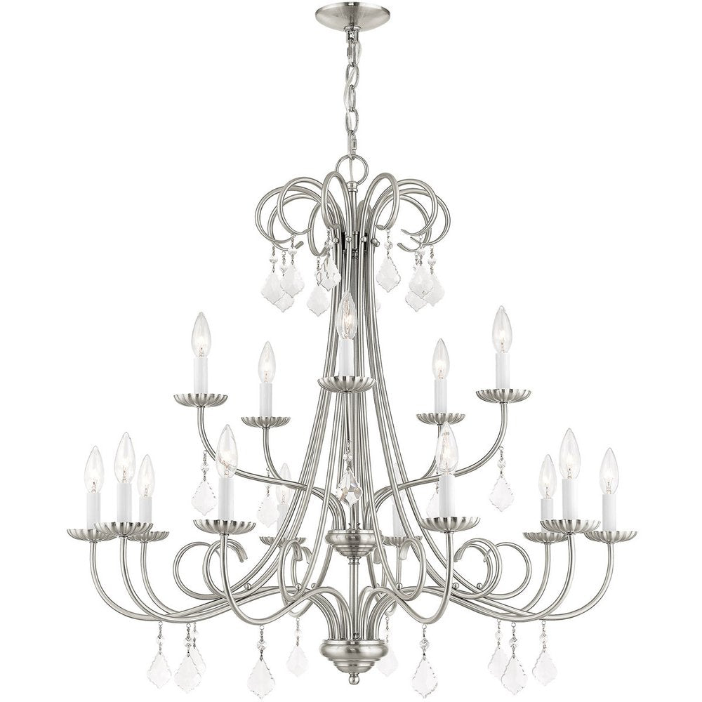 Nickel Multi Light Metal Dimmable Chandelier With Shades