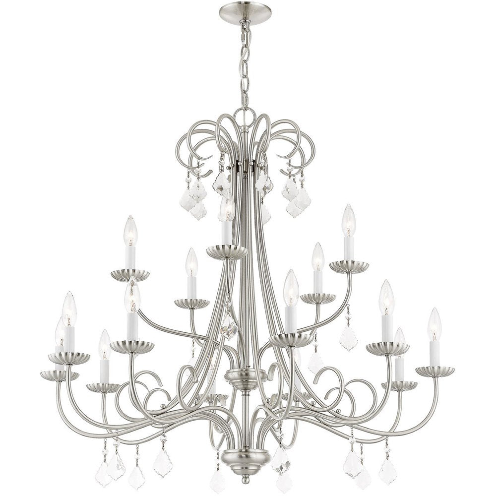 Nickel Multi Light Metal Dimmable Chandelier With Shades