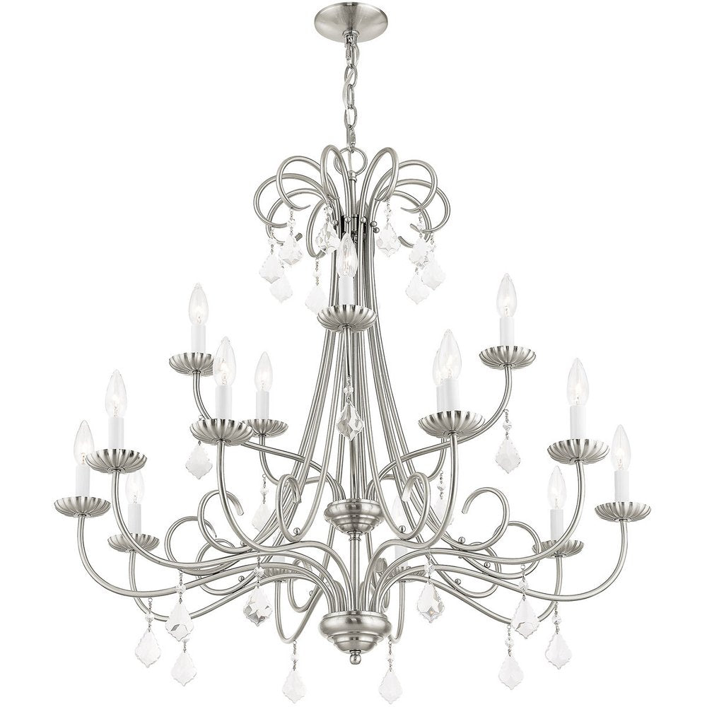 Nickel Multi Light Metal Dimmable Chandelier With Shades