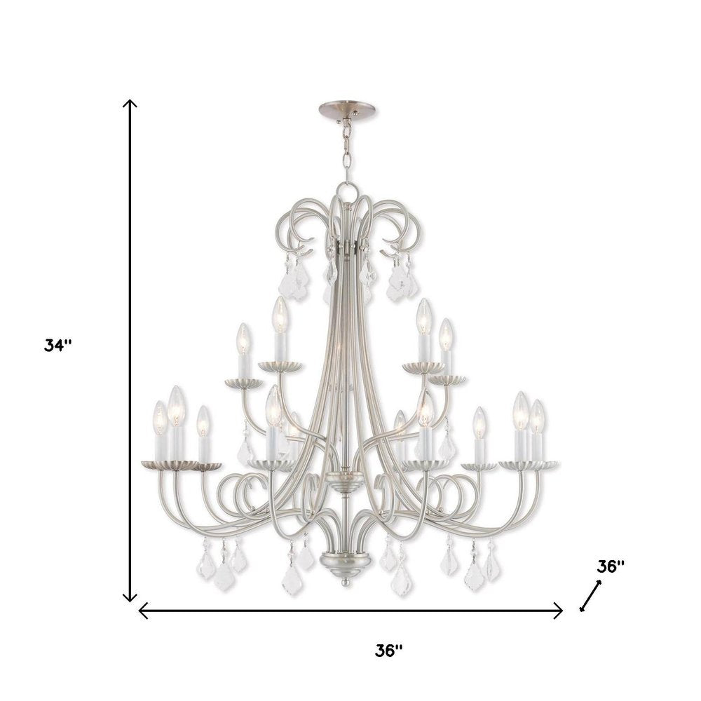 Nickel Multi Light Metal Dimmable Chandelier With Shades