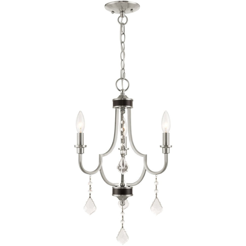 Nickel Three Light Metal Dimmable Chandelier With Shades