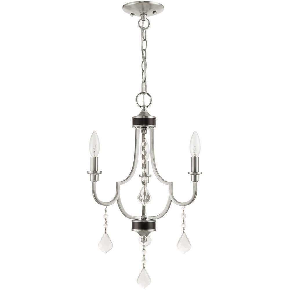 Nickel Three Light Metal Dimmable Chandelier With Shades