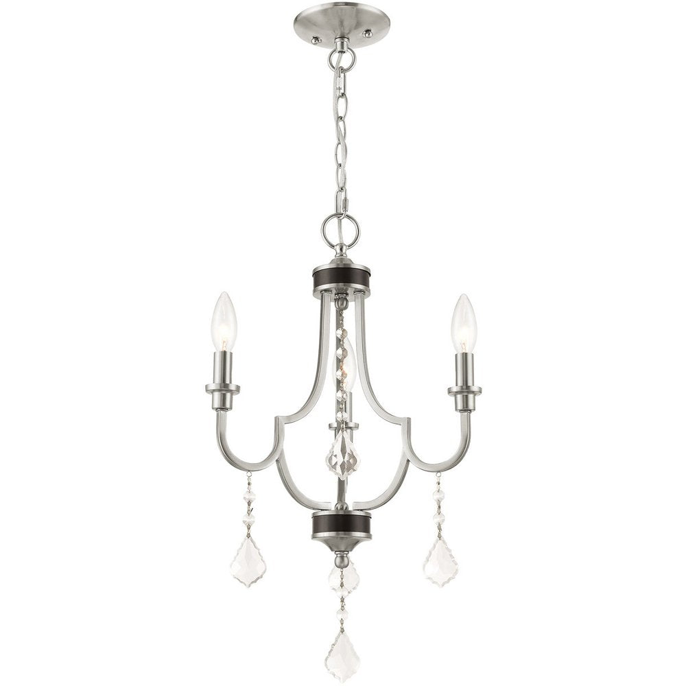 Nickel Three Light Metal Dimmable Chandelier With Shades