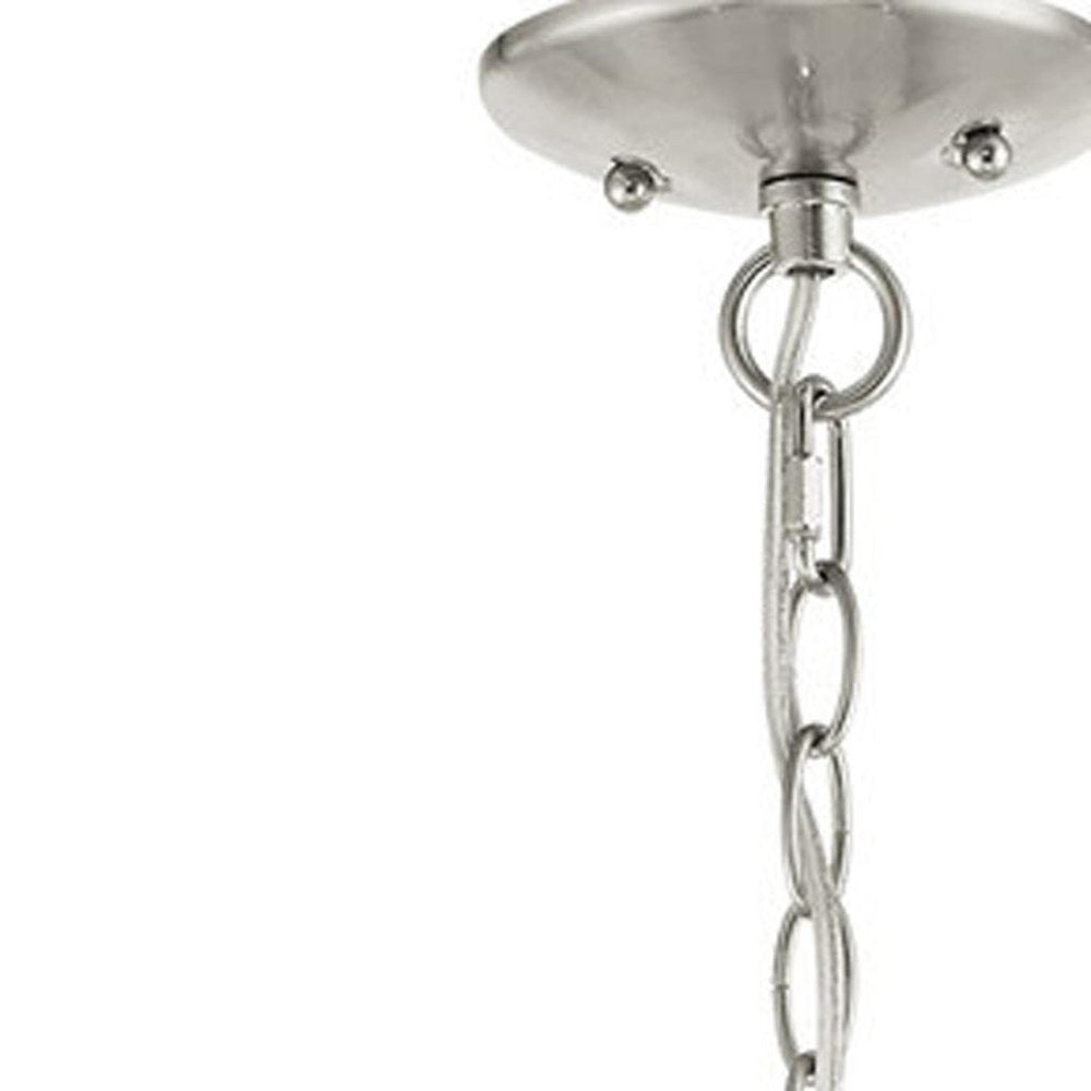 Nickel Three Light Metal Dimmable Chandelier With Shades