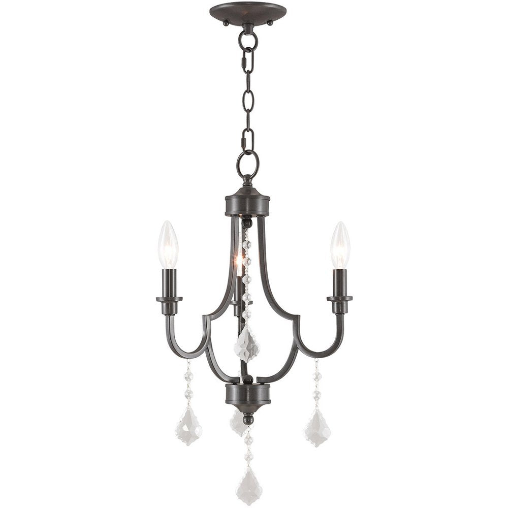 Bronze Three Light Metal Dimmable Chandelier With Shades