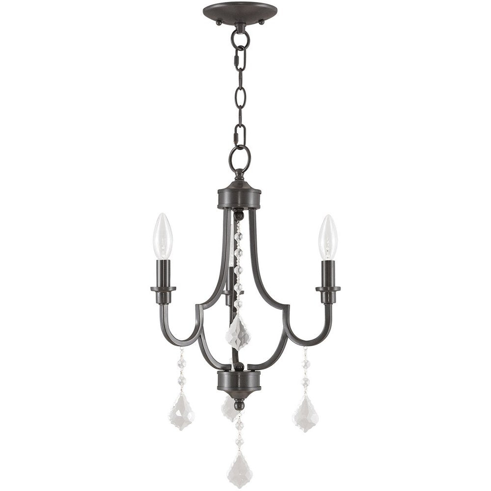 Bronze Three Light Metal Dimmable Chandelier With Shades