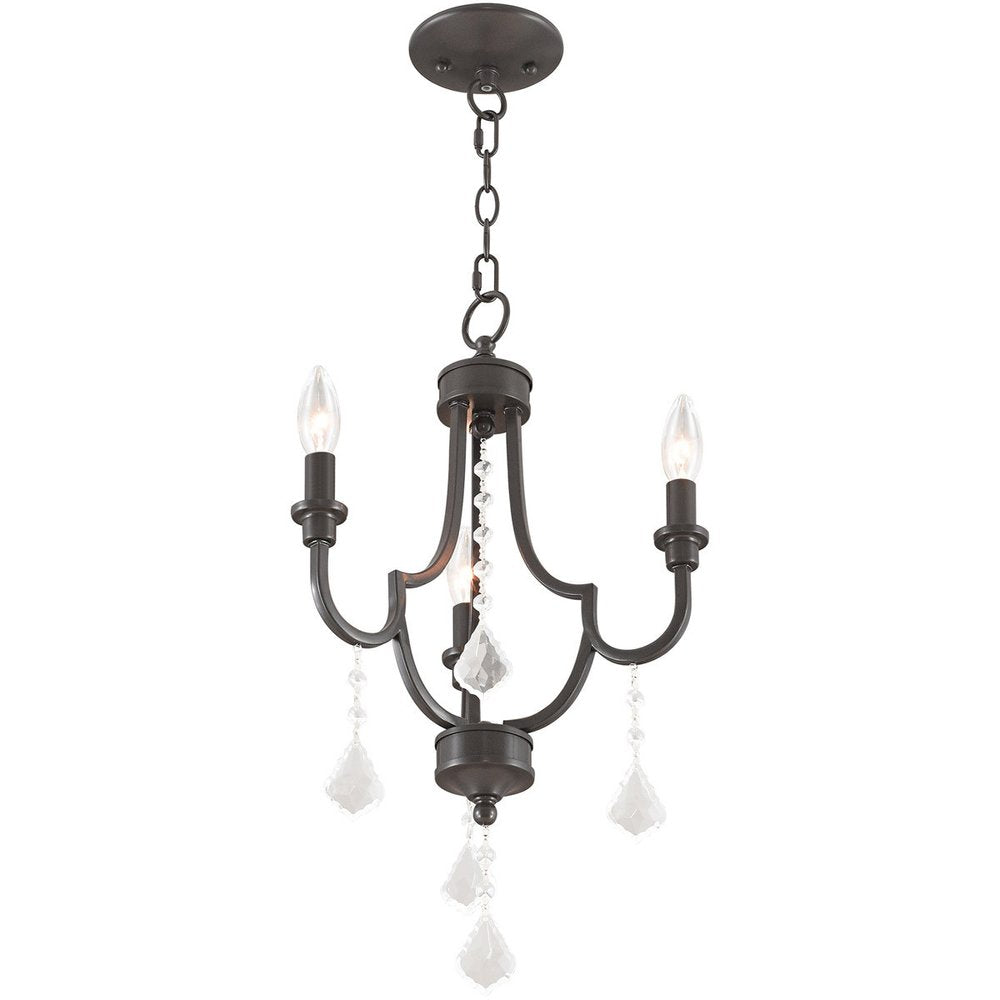 Bronze Three Light Metal Dimmable Chandelier With Shades