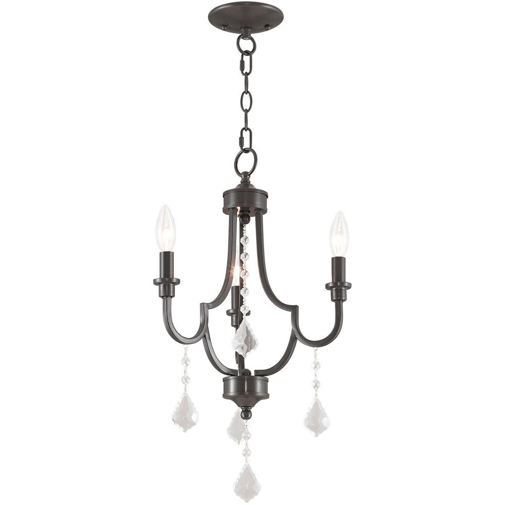 Bronze Three Light Metal Dimmable Chandelier With Shades