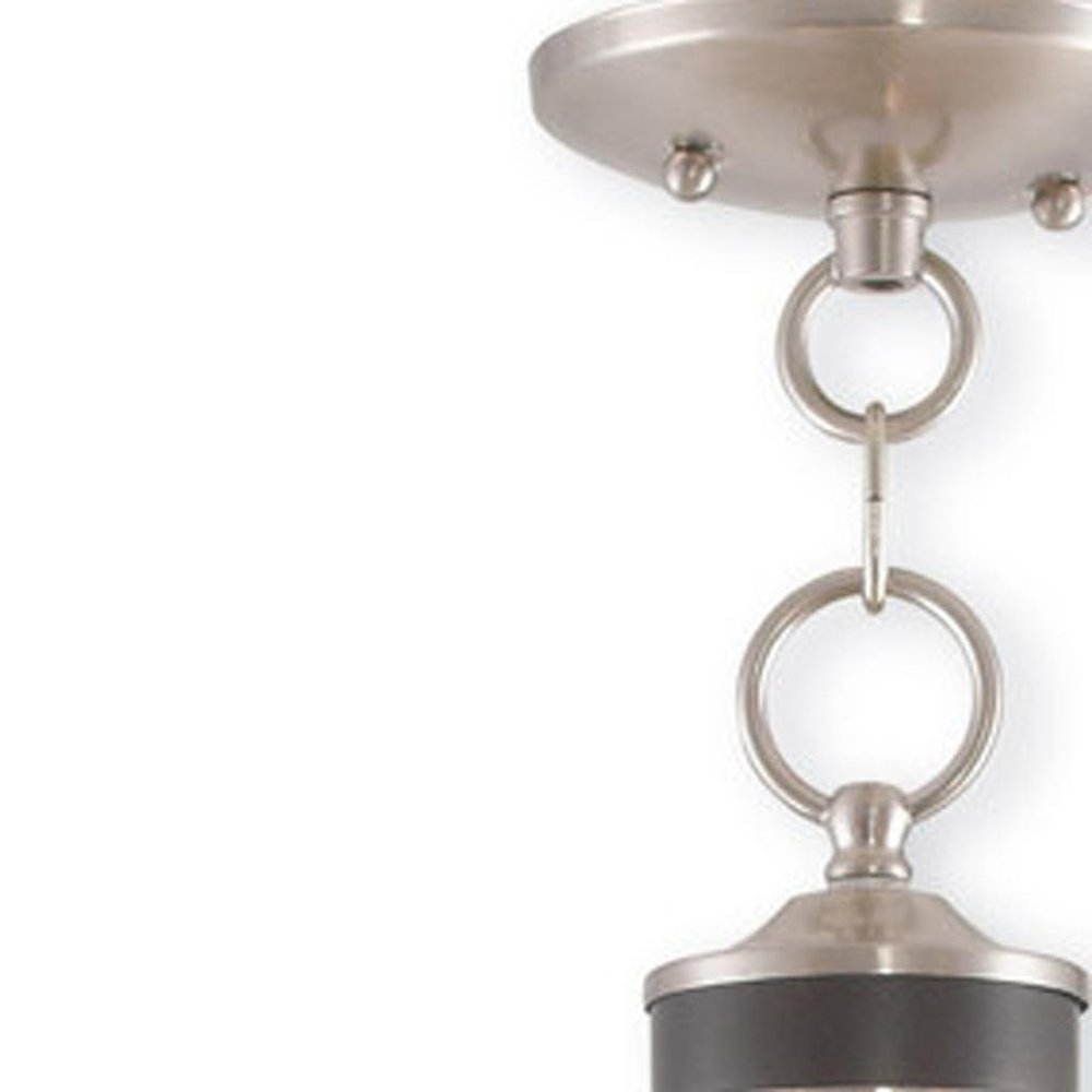 Nickel Five Light Metal Dimmable Chandelier With Shades