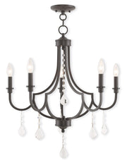 Five Light Dimmable Chandelier With Shades
