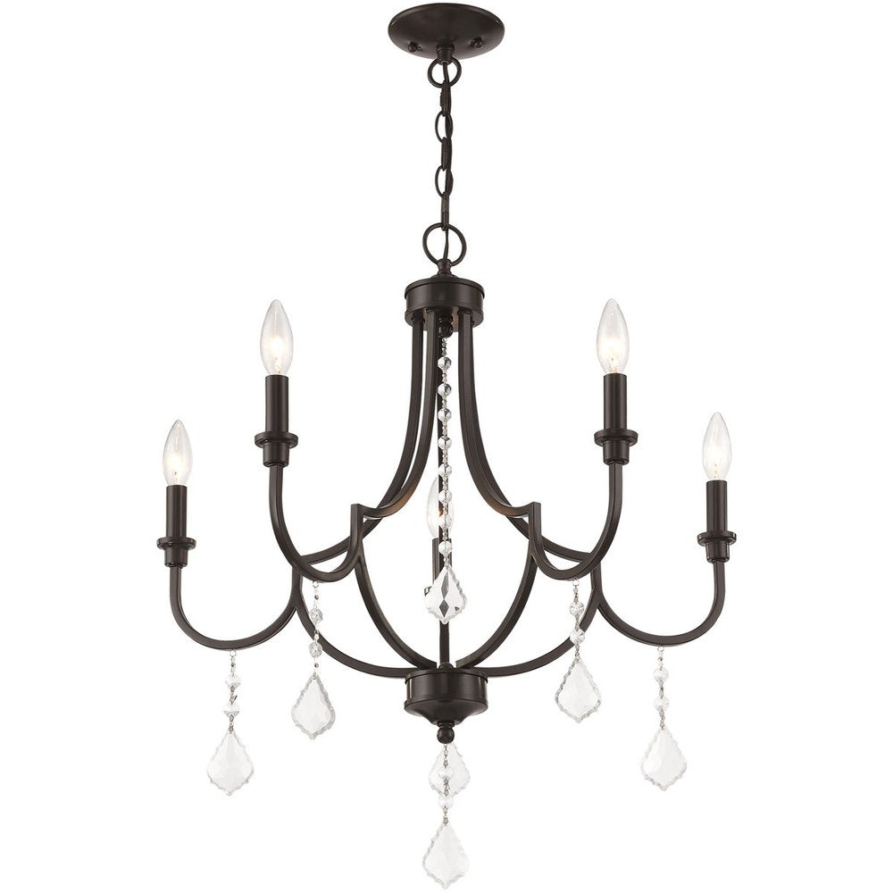 Five Light Dimmable Chandelier With Shades