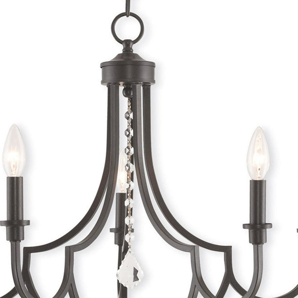 Bronze Five Light Metal Dimmable Chandelier With Shades