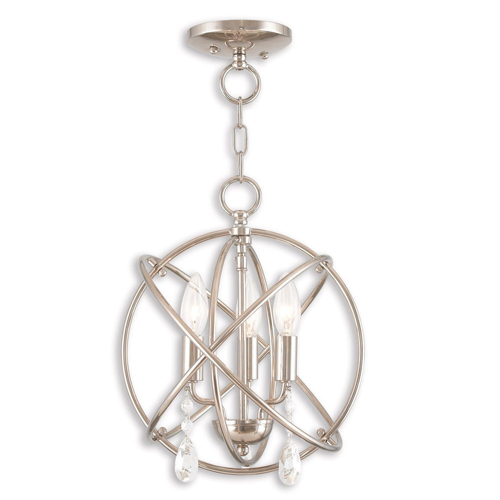 Nickel Three Light Metal Dimmable Chandelier With Shades