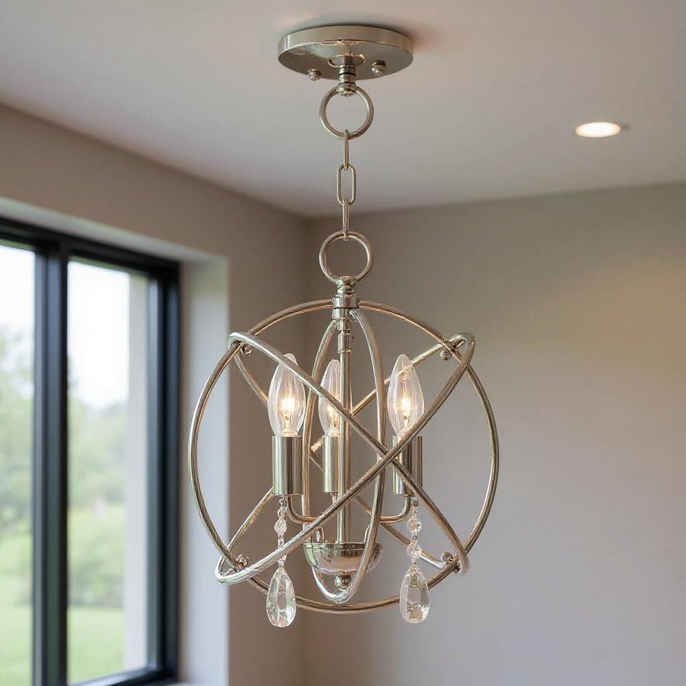 Three Light Dimmable Chandelier With Shades