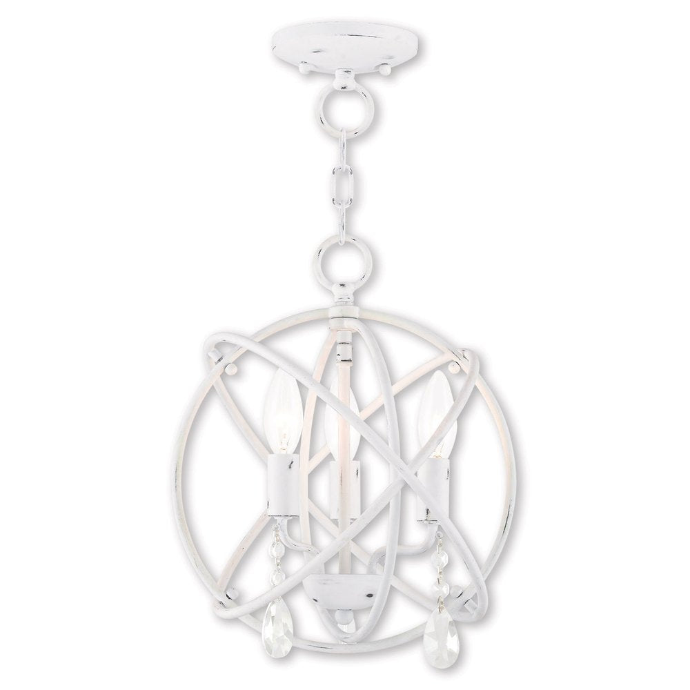 White Three Light Metal Dimmable Chandelier With Shades
