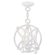 White Three Light Metal Dimmable Chandelier With Shades