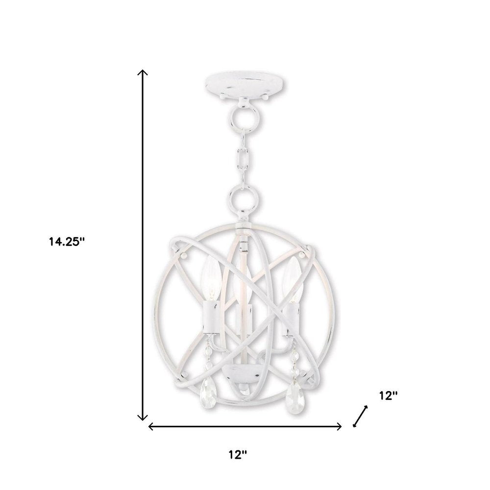 White Three Light Metal Dimmable Chandelier With Shades