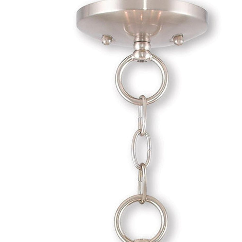 Nickel Three Light Metal Dimmable Chandelier With Shades