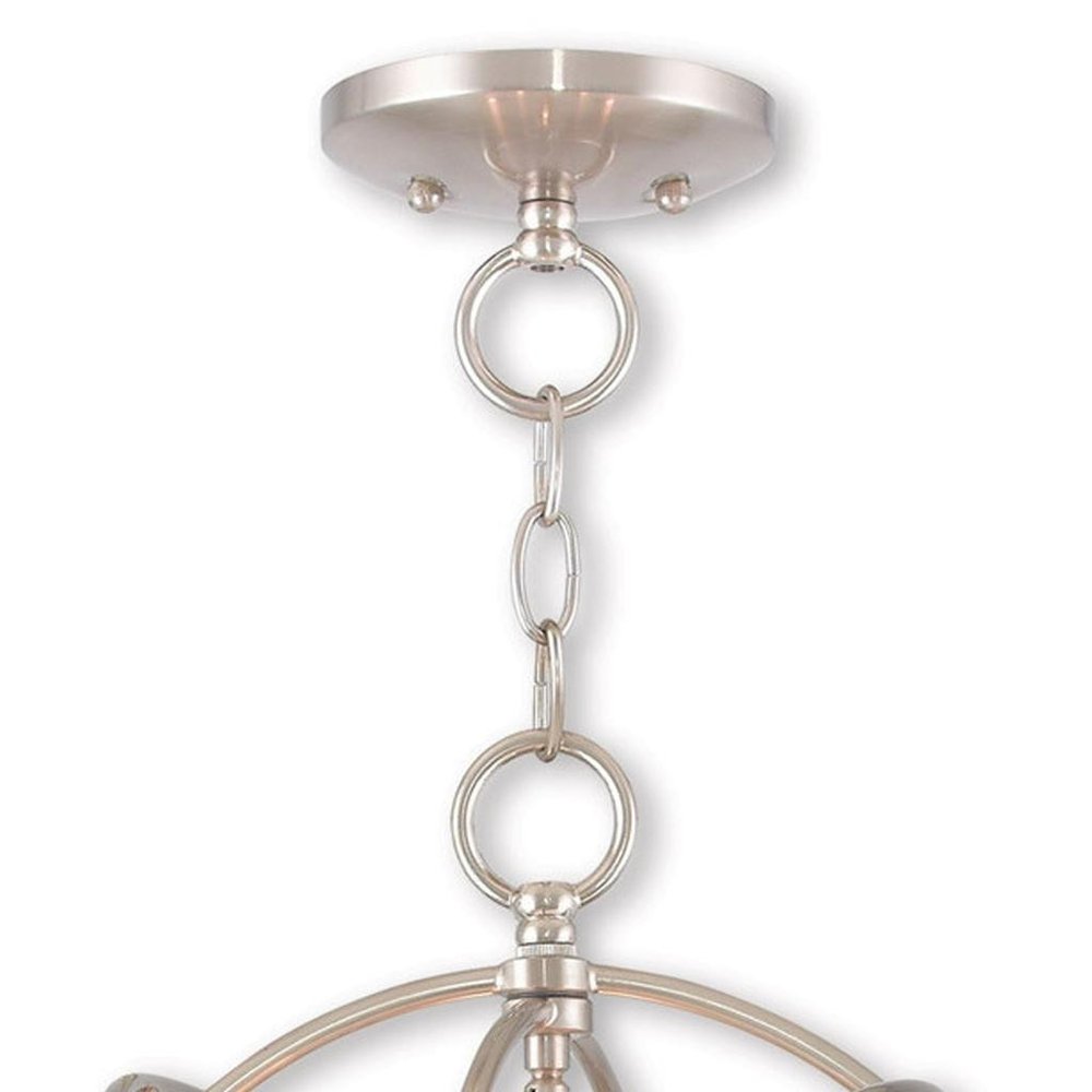 Nickel Three Light Metal Dimmable Chandelier With Shades