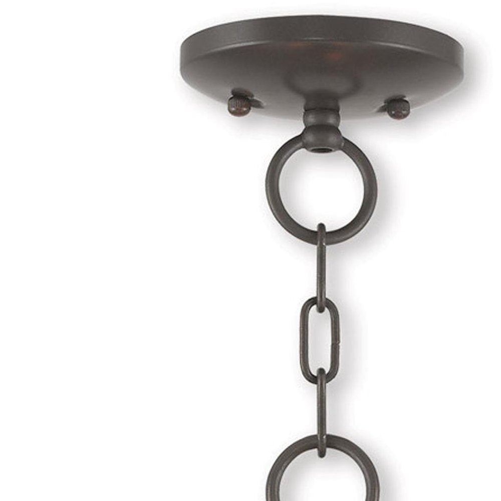 Bronze Three Light Metal Dimmable Chandelier With Shades