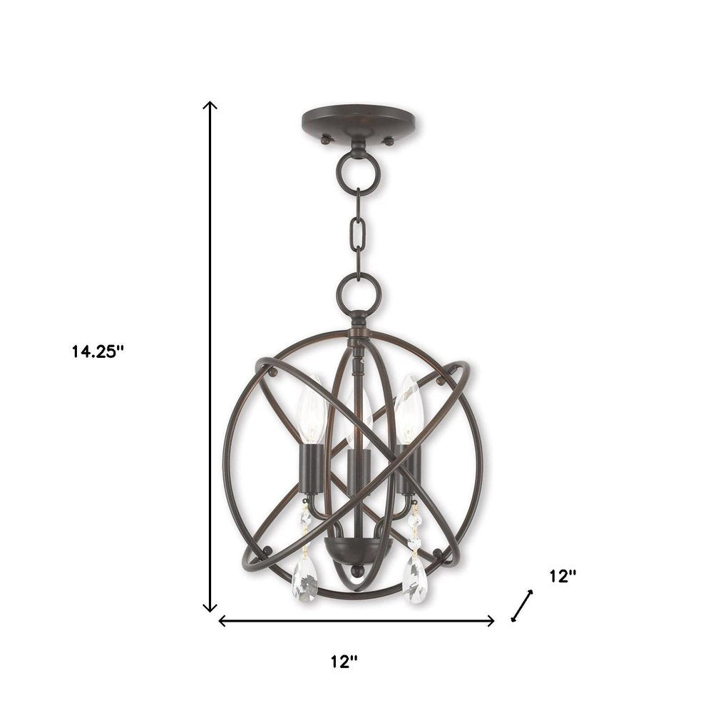 Bronze Three Light Metal Dimmable Chandelier With Shades