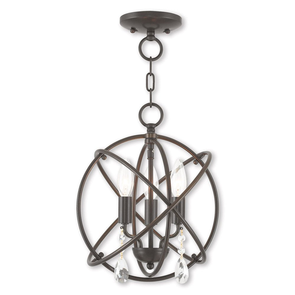 Bronze Three Light Metal Dimmable Chandelier With Shades