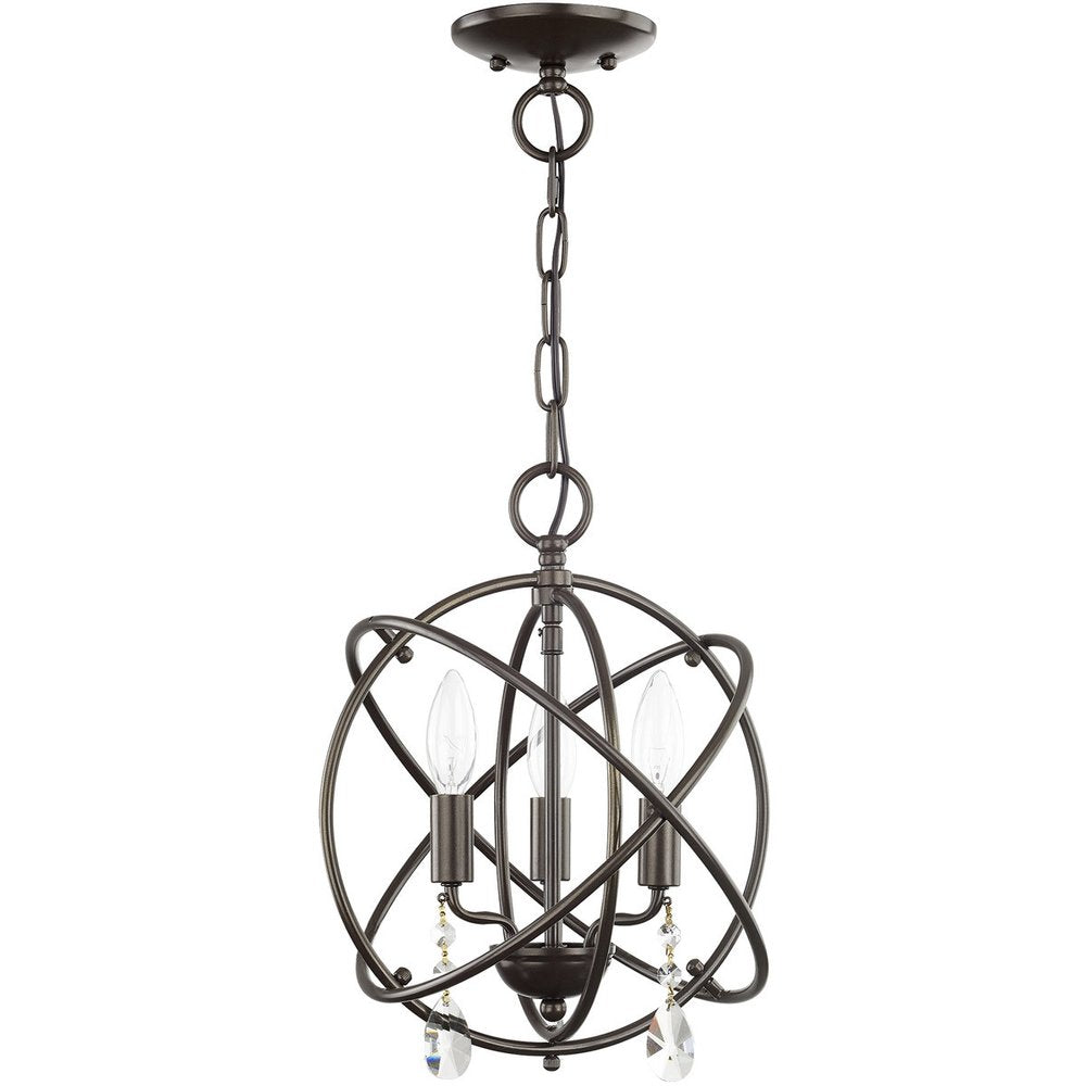 Bronze Three Light Metal Dimmable Chandelier With Shades