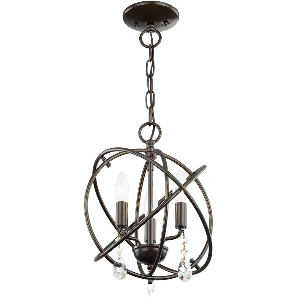Bronze Three Light Metal Dimmable Chandelier With Shades