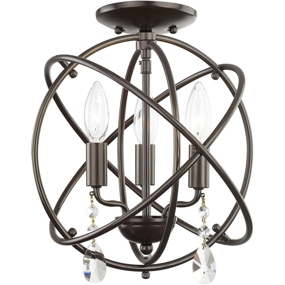 Bronze Three Light Metal Dimmable Chandelier With Shades