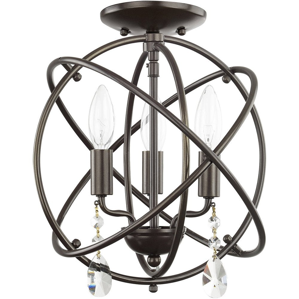 Bronze Three Light Metal Dimmable Chandelier With Shades
