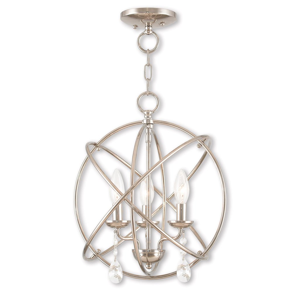 Nickel Three Light Metal Dimmable Chandelier With Shades