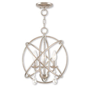 Nickel Three Light Metal Dimmable Chandelier With Shades