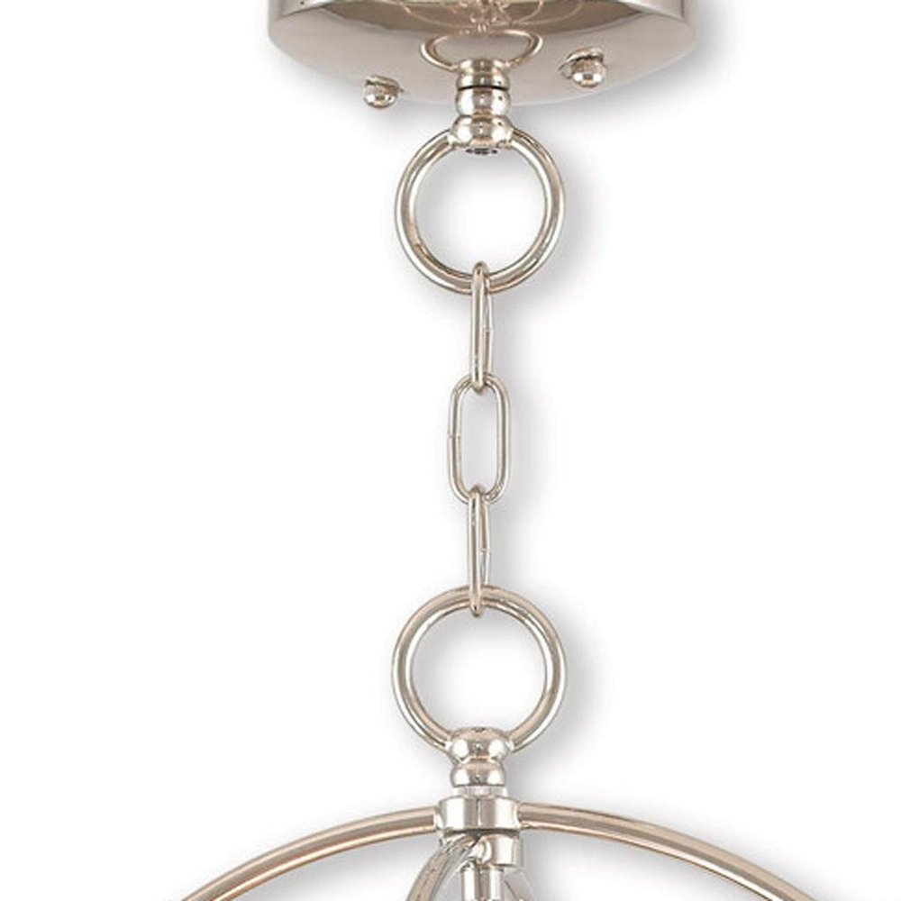 Nickel Three Light Metal Dimmable Chandelier With Shades