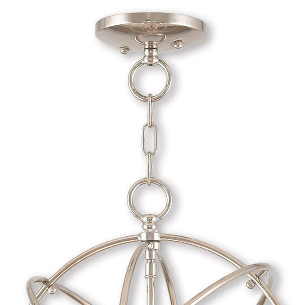 Nickel Three Light Metal Dimmable Chandelier With Shades