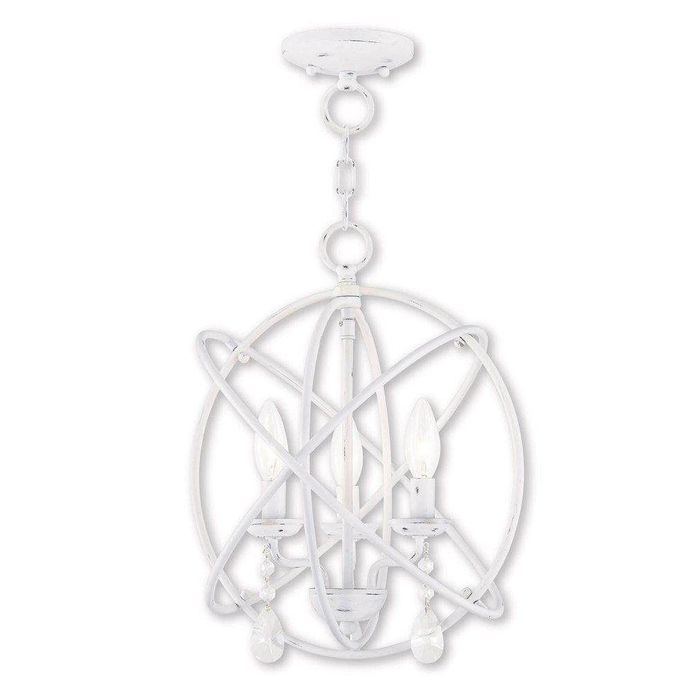 White Three Light Metal Dimmable Chandelier With Shades