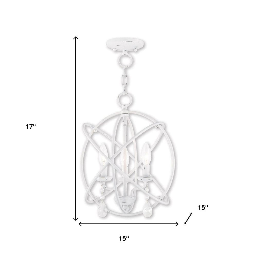 White Three Light Metal Dimmable Chandelier With Shades