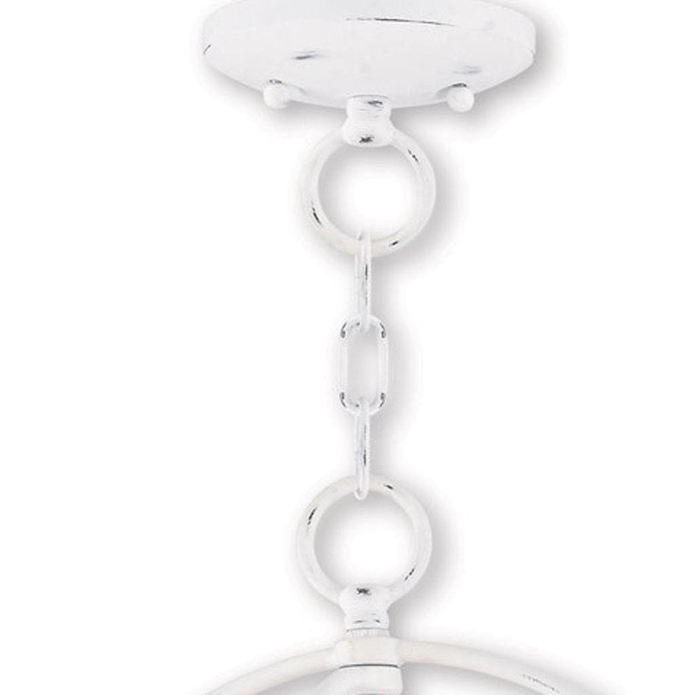 White Three Light Metal Dimmable Chandelier With Shades
