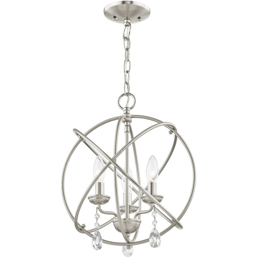 Nickel Three Light Metal Dimmable Chandelier With Shades