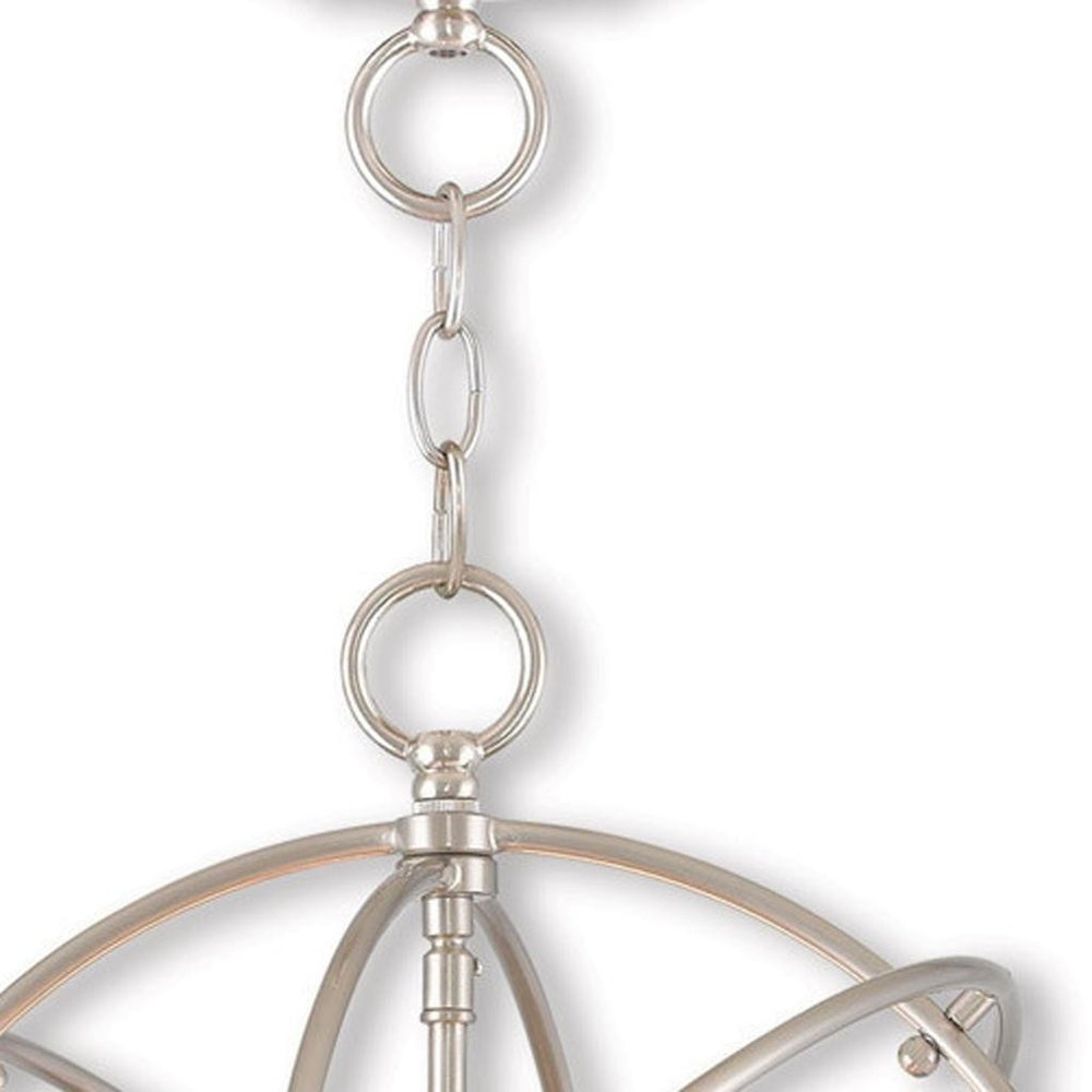 Nickel Three Light Metal Dimmable Chandelier With Shades