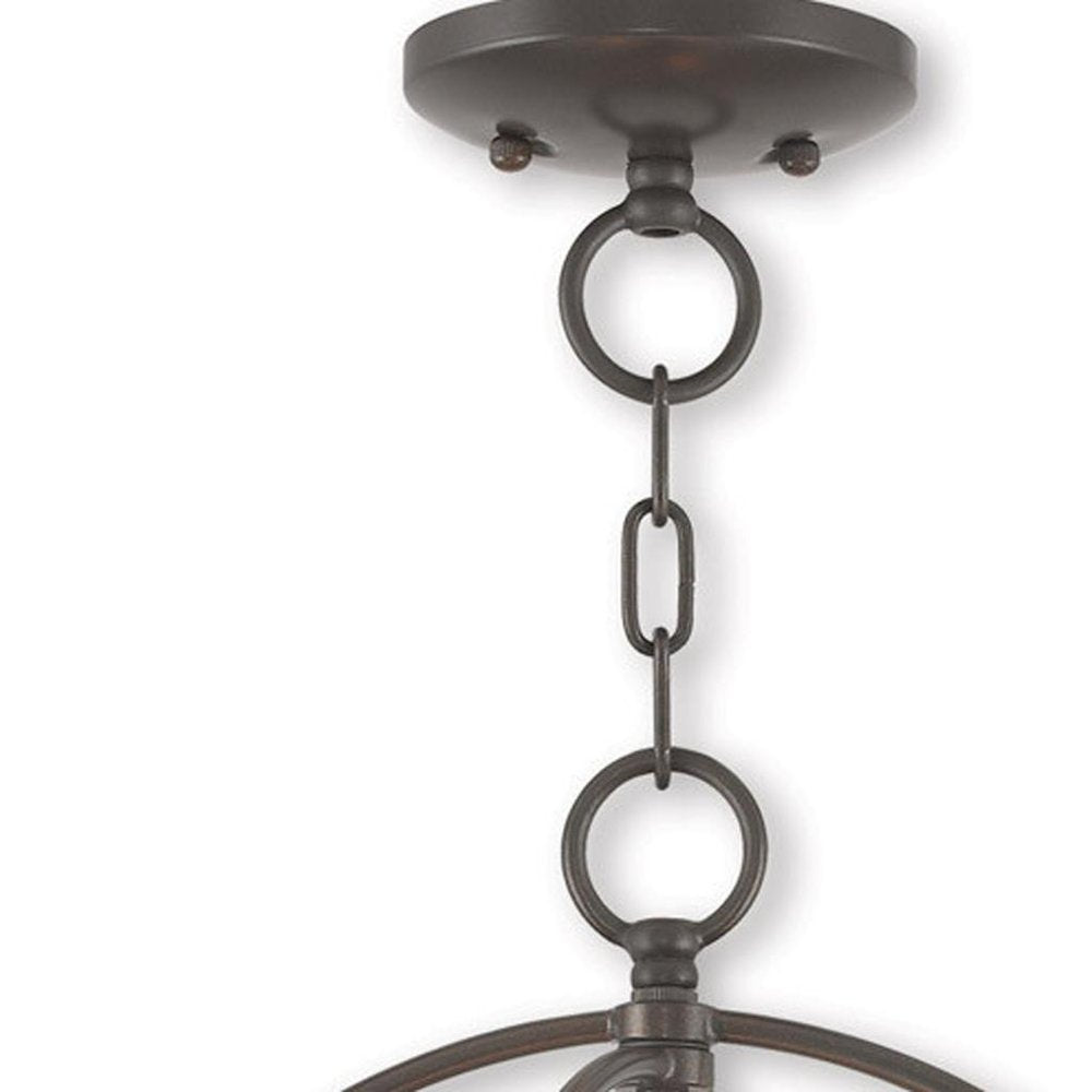 Bronze Three Light Metal Dimmable Chandelier With Shades