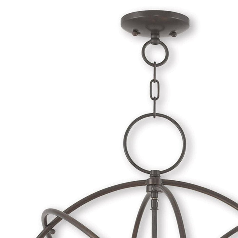 Bronze Five Light Metal Dimmable Chandelier With Shades