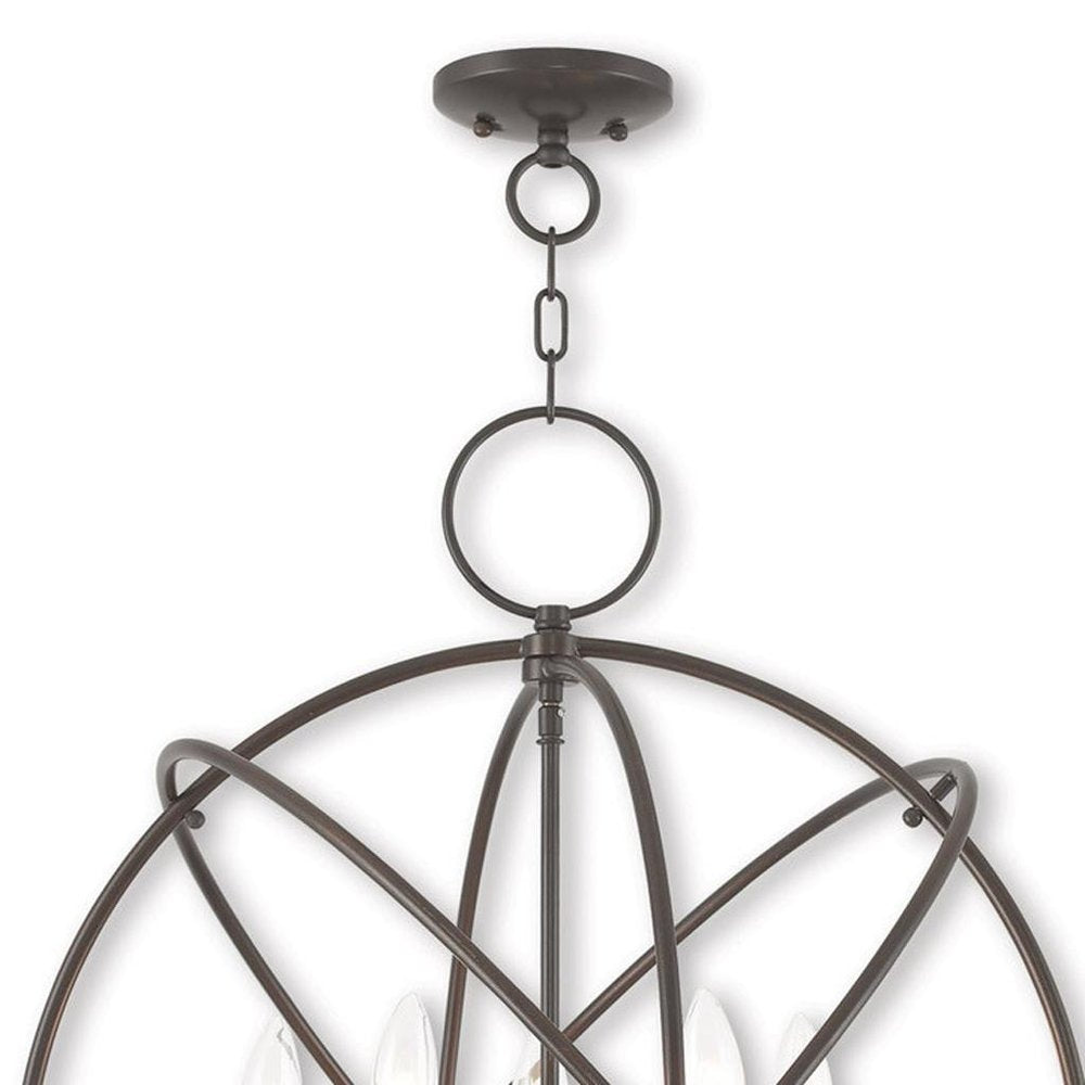 Bronze Five Light Metal Dimmable Chandelier With Shades